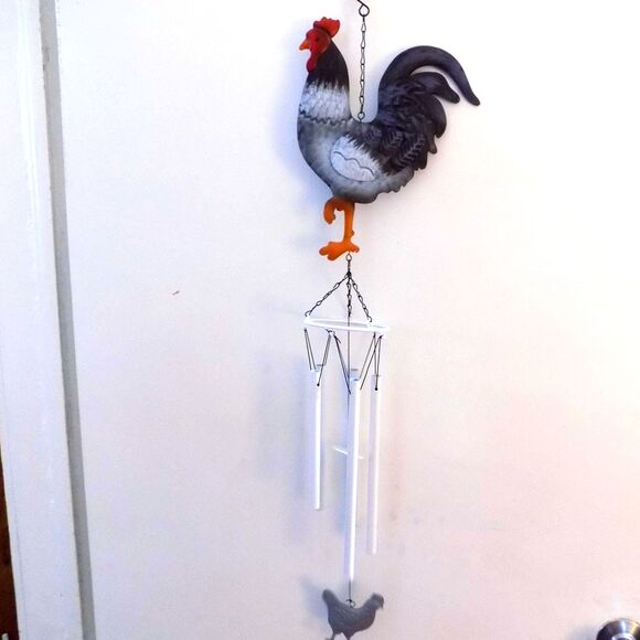 NEW Metal Rooster Chicken Wind Chime Country Decor Farmhouse - Picture 4 of 6
